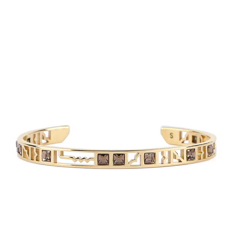 دستبند خرد توری پر کریستال طلا  12/55 سایز S زنانه