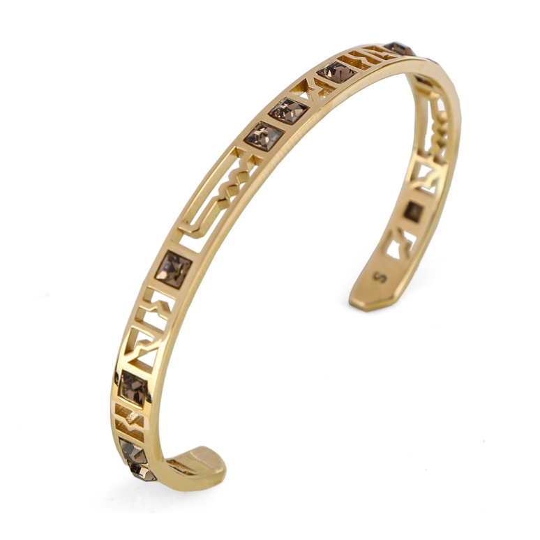 دستبند خرد توری پر کریستال طلا  12/55 سایز S زنانه