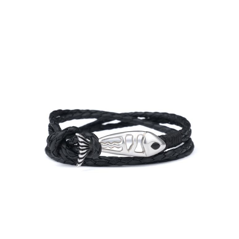 دستبند دال ماهی نقره لول بافت سایز S