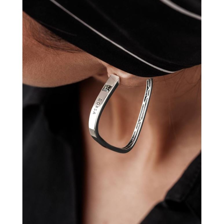 گوشواره شأن کوچک تک کریستال نقره